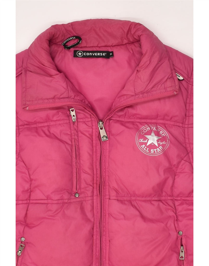 CONVERSE Womens Padded Gilet UK 14 Medium Pink Polyester | Vintage Converse | Thrift | Second-Hand Converse | Used Clothing | Messina Hembry 