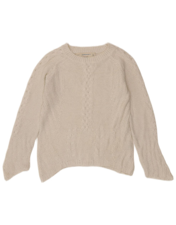 Zara Womens Boat Neck Jumper Sweater UK 10 Small White Acrylic