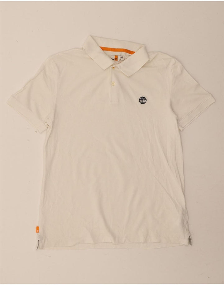 Timberland Mens Slim Fit Polo Shirt Large White Cotton