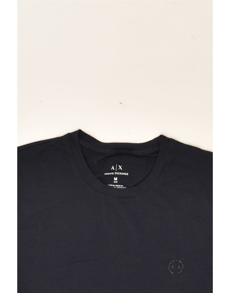 ARMANI EXCHANGE Womens T-Shirt Top UK 14 Medium Navy Blue | Vintage Armani Exchange | Thrift | Second-Hand Armani Exchange | Used Clothing | Messina Hembry 