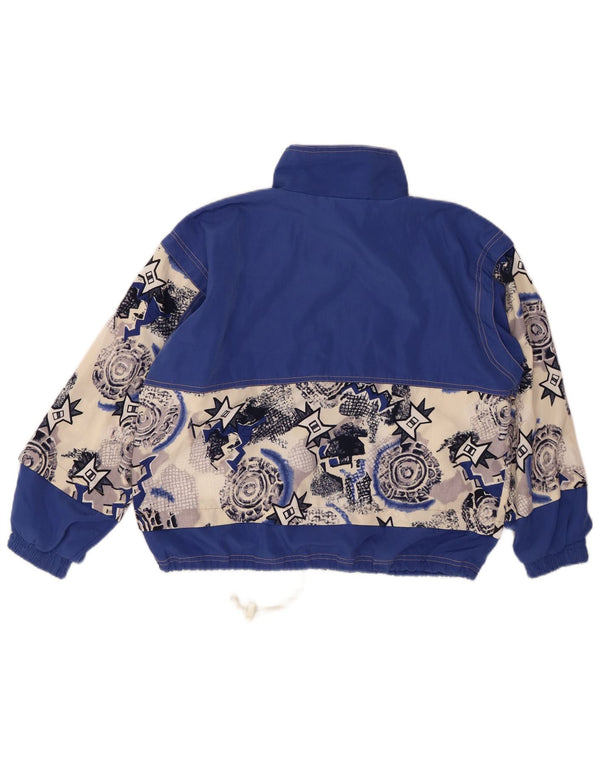 VINTAGE Womens Tracksuit Top Jacket UK 22 3XL Blue Geometric Cotton