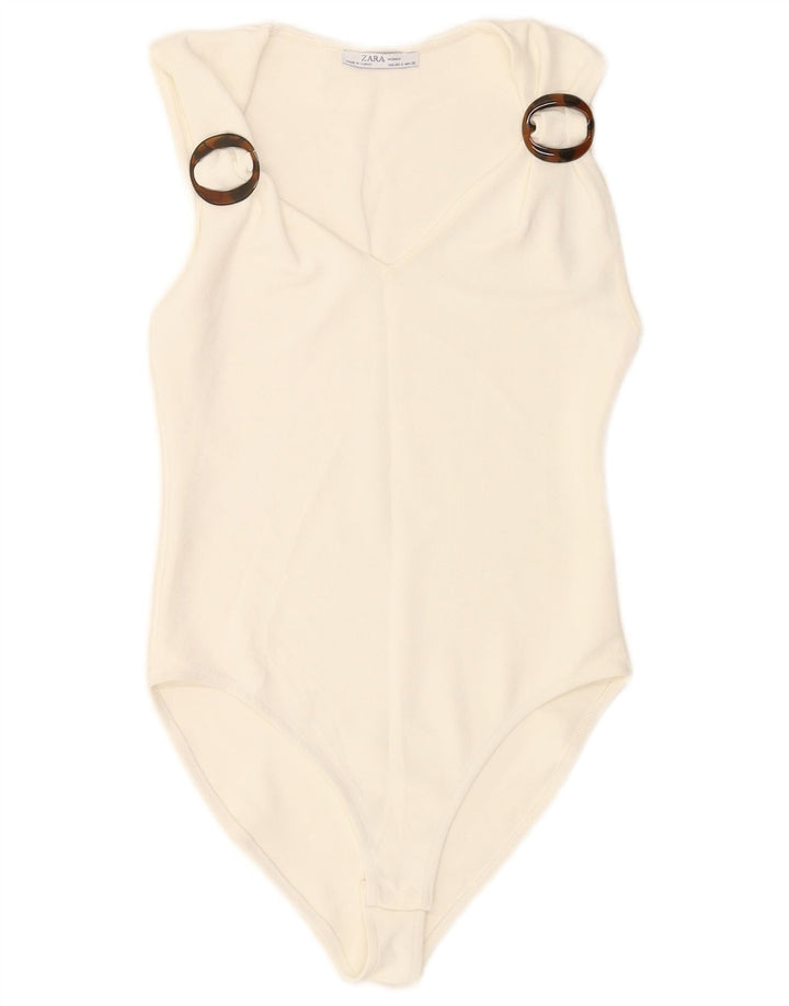 Zara Womens Sleeveless Bodysuit UK 8 Small White