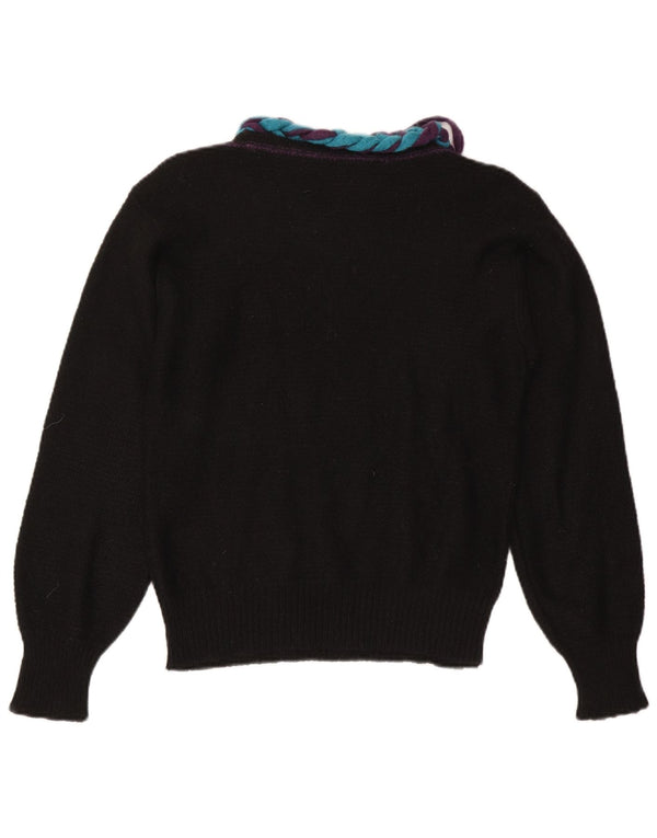 Vintage Womens Boat Neck Jumper Sweater IT 46 Large Black