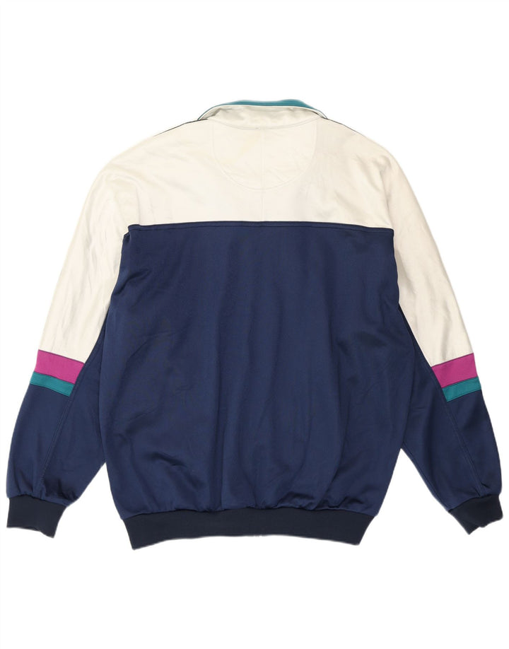 ASICS Mens Graphic Tracksuit Top Jacket IT 54 XL Navy Blue Colourblock