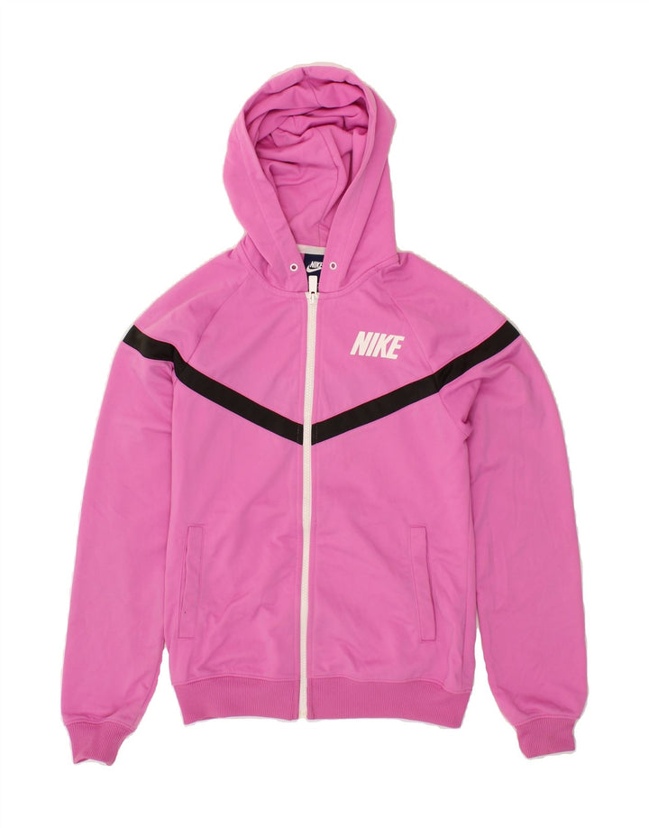 NIKE Womens Zip Hoodie Sweater UK 10 Small Pink Polyester Vintage Nike and Second-Hand Nike from Messina Hembry 