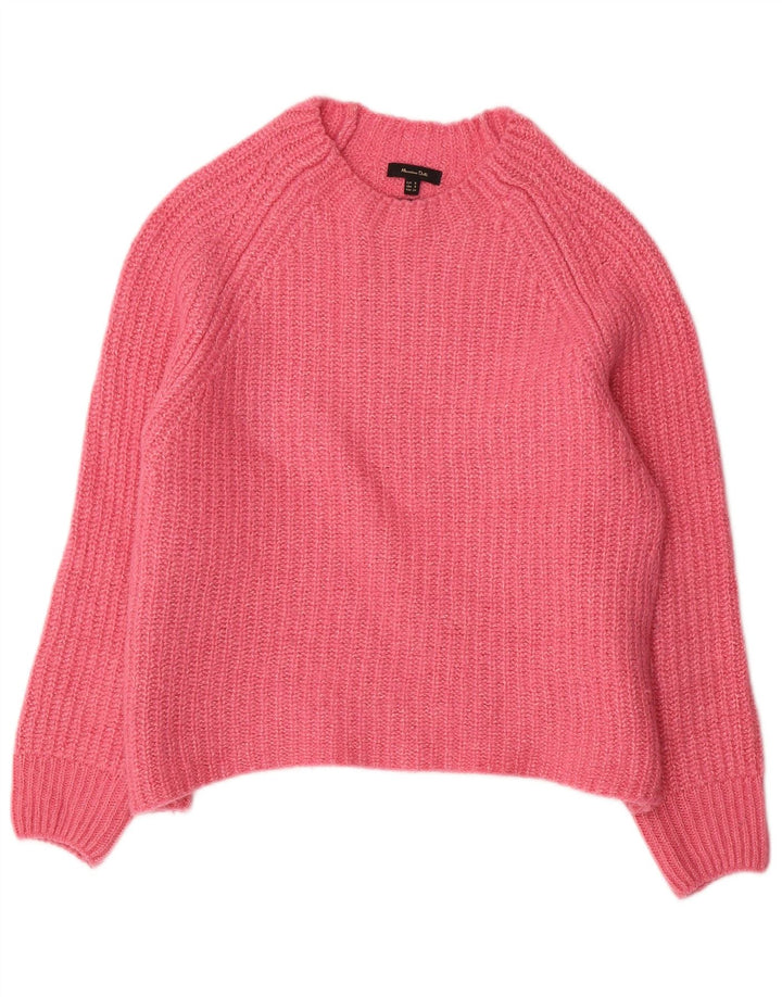 Massimo Dutti Womens Oversized Boat Neck Jumper Sweater UK 10 Small Pink