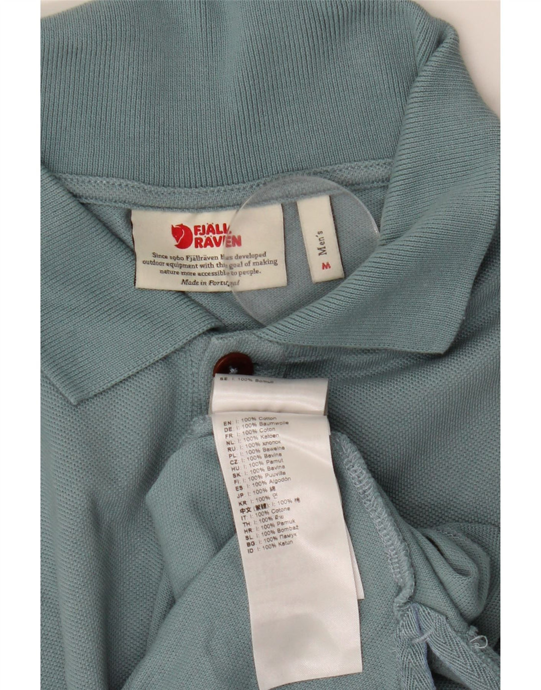 Fjall Raven Mens Polo Shirt Medium Blue Cotton