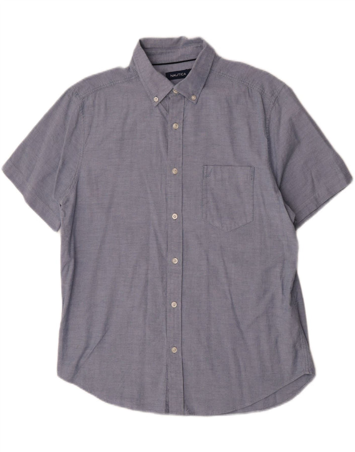 Nautica Mens Short Sleeve Shirt Large Blue Cotton