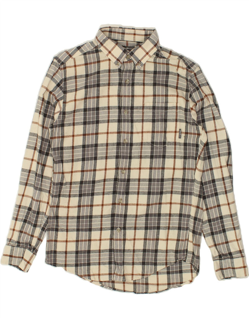 EDDIE BAUER Mens Flannel Shirt Small Beige Check Cotton | Vintage Eddie Bauer | Thrift | Second-Hand Eddie Bauer | Used Clothing | Messina Hembry 