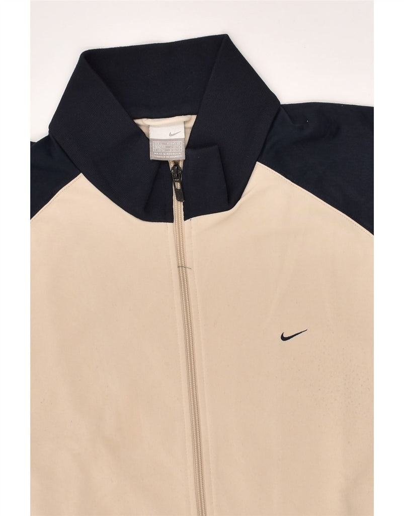 NIKE Mens Tracksuit Top Jacket UK 42/44 Large Beige Colourblock Polyester | Vintage Nike | Thrift | Second-Hand Nike | Used Clothing | Messina Hembry 