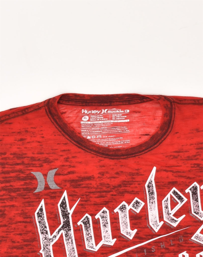 HURLEY Mens Premium Fit Graphic T-Shirt Top XL Red Flecked Polyester | Vintage Hurley | Thrift | Second-Hand Hurley | Used Clothing | Messina Hembry 