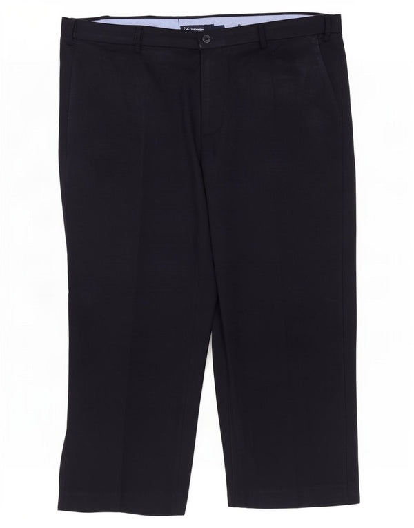 Marks & Spencer Mens Regular Cropped Trousers W44 L26 Navy Blue Polyester