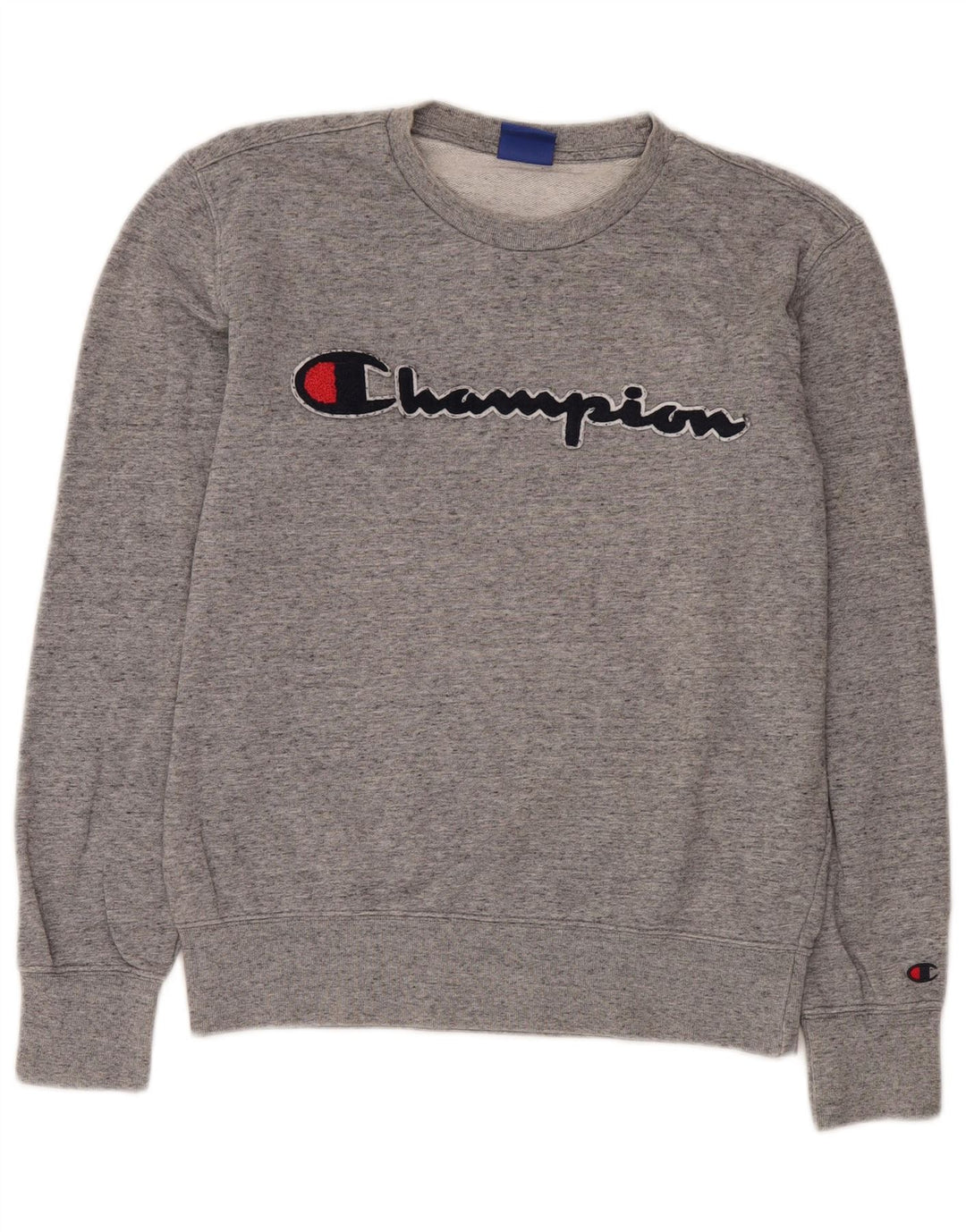 CHAMPION Mens Graphic Sweatshirt Jumper Small Grey Flecked Cotton