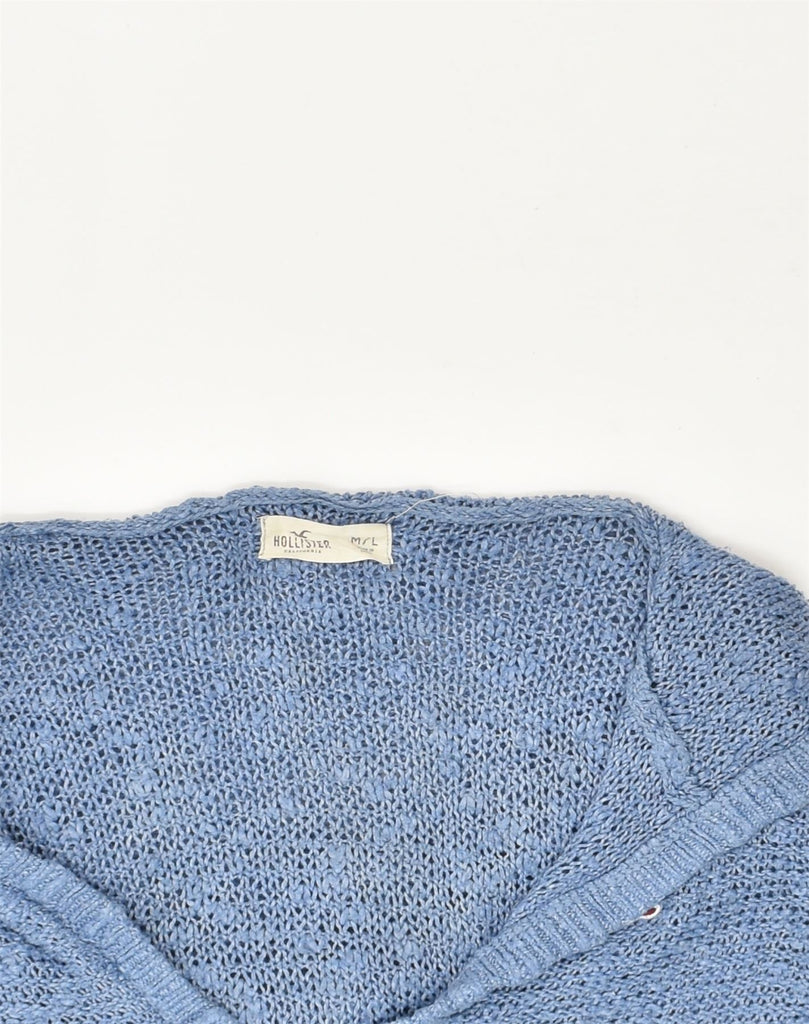 HOLLISTER Womens Hooded V-Neck Jumper Sweater UK 14 Large Blue | Vintage Hollister | Thrift | Second-Hand Hollister | Used Clothing | Messina Hembry 