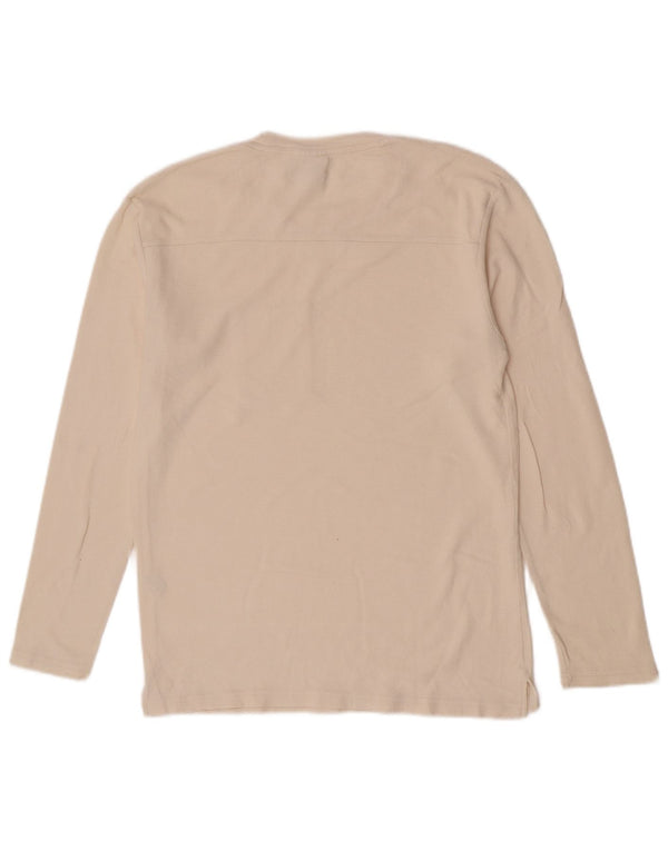 Zara Mens Top Long Sleeve Medium Off White Cotton