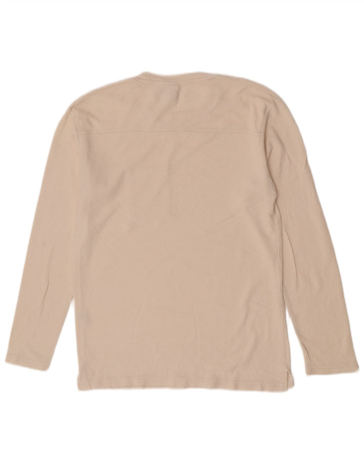 Zara Mens Top Long Sleeve Medium Off White Cotton
