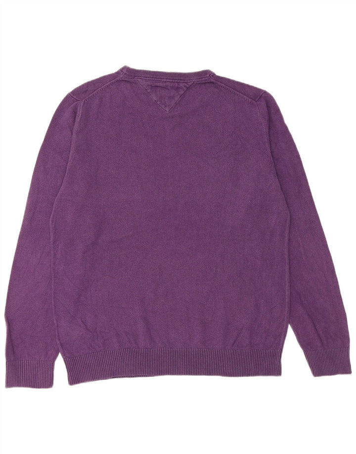Tommy Hilfiger Mens Crew Neck Jumper Sweater Medium Purple Cotton