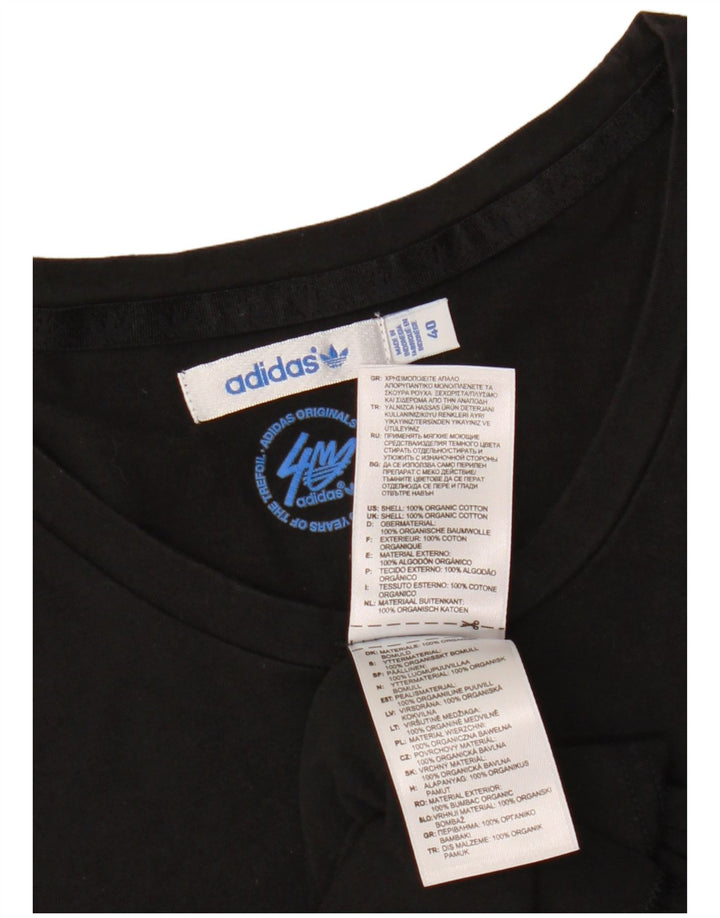 ADIDAS Womens Graphic T-Shirt Top IT 40 Small Black Cotton