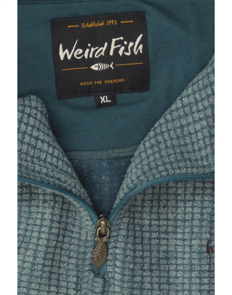 WEIRD FISH Mens Zip Neck Fleece Jumper XL Blue Polyester Vintage Weird Fish and Second-Hand Weird Fish from Messina Hembry 