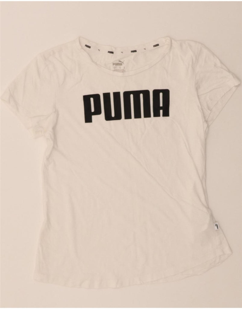 PUMA Womens Graphic T-Shirt Top UK 10 Small White Cotton Vintage Puma and Second-Hand Puma from Messina Hembry 