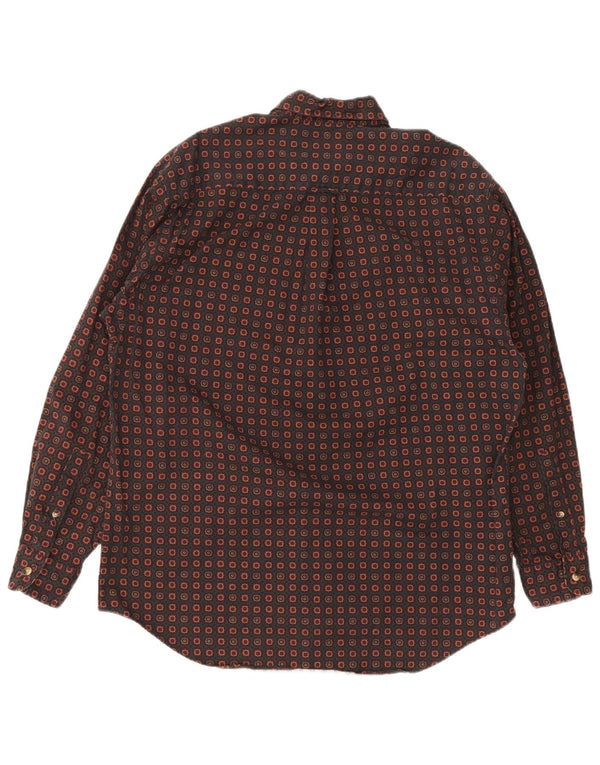 Nautica Mens Shirt Medium Brown Geometric Cotton