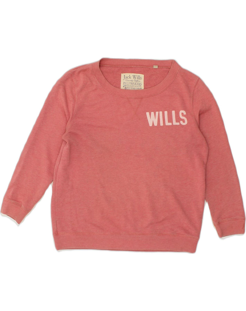 JACK WILLS Womens Graphic Sweatshirt Jumper UK 14 Large  Red Cotton | Vintage Jack Wills | Thrift | Second-Hand Jack Wills | Used Clothing | Messina Hembry 