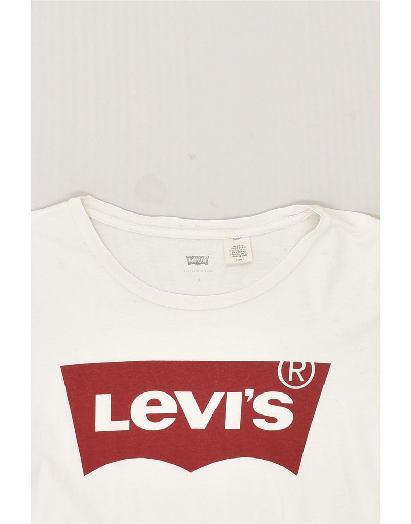 LEVI'S Womens Graphic T-Shirt Top UK 10 Small White Cotton | Vintage Levi's | Thrift | Second-Hand Levi's | Used Clothing | Messina Hembry 