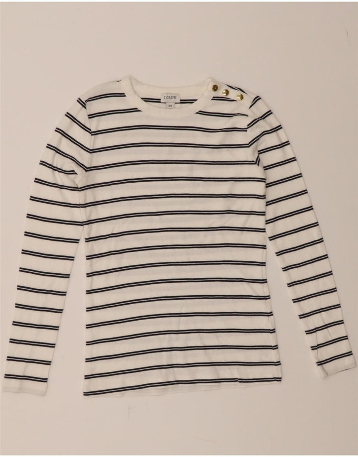 J. CREW Womens Top Long Sleeve UK 10 Small White Striped Cotton Vintage J. Crew and Second-Hand J. Crew from Messina Hembry 