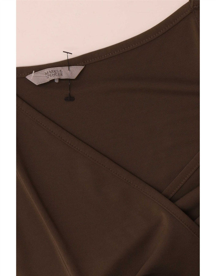 Marks & Spencer Womens Sleeveless A-Line Dress UK 12 Medium Khaki