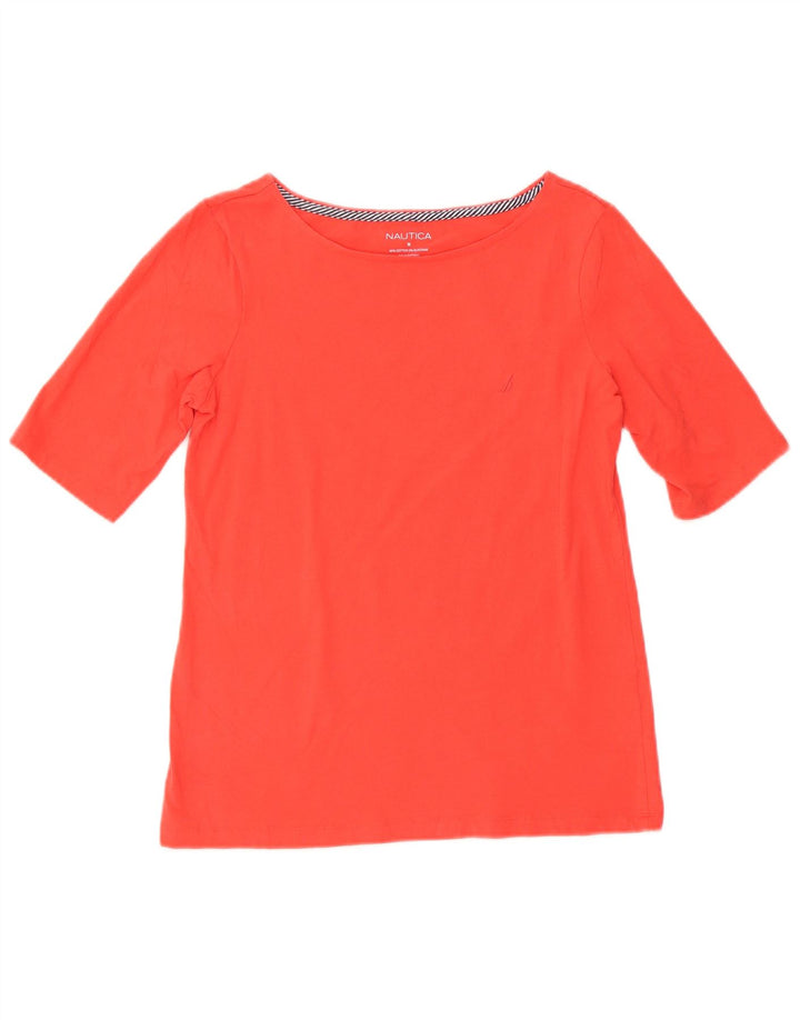 NAUTICA Womens Blouse Top UK 12 Medium Red Cotton