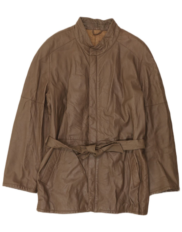 Vintage Mens Leather Jacket IT 56 3XL Brown