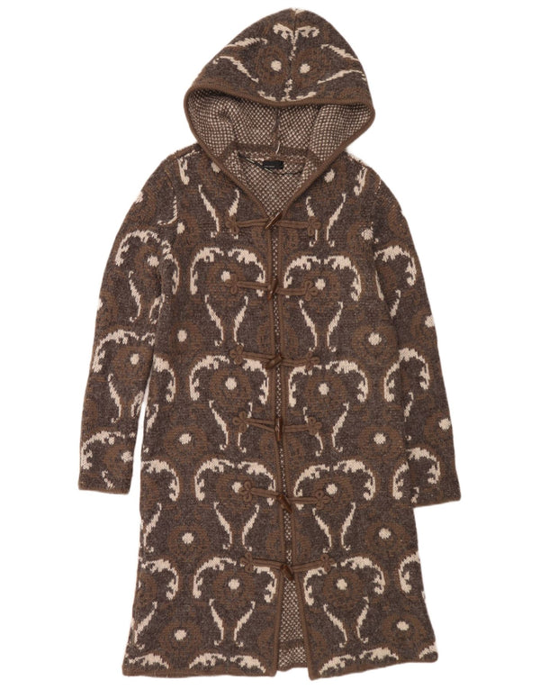 Vero Moda Womens Hooded Longline Cardigan Sweater UK 18 XL Brown Ikat