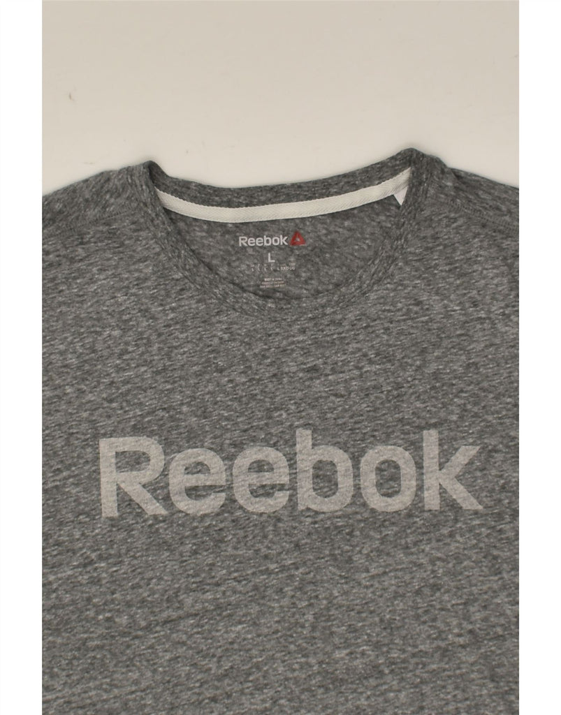 REEBOK Mens Graphic T-Shirt Top Large Grey Cotton | Vintage Reebok | Thrift | Second-Hand Reebok | Used Clothing | Messina Hembry 