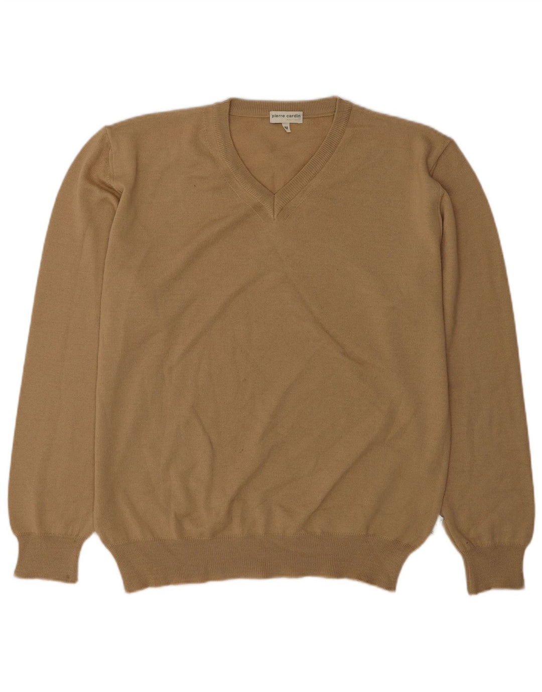PIERRE CARDIN Mens V-Neck Jumper Sweater Medium Beige Polyacrylic