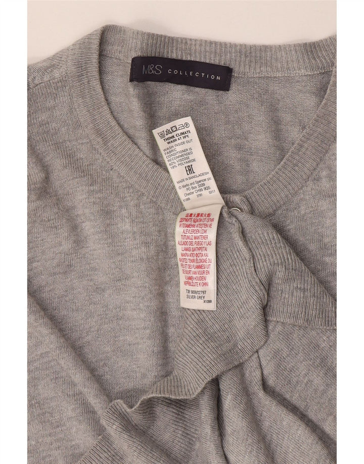Marks & Spencer Womens Cardigan Sweater UK 14 Medium Grey Viscose