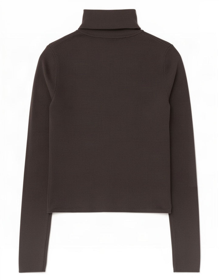 Zara Womens Crop Roll Neck Jumper Sweater UK 12 Medium Grey Viscose