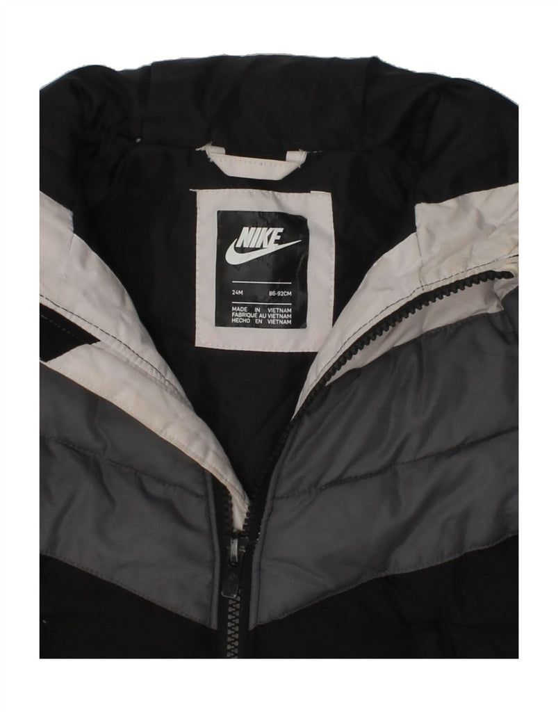 NIKE Baby Boys Hooded Padded Jacket 18-24 Months Black Colourblock | Vintage Nike | Thrift | Second-Hand Nike | Used Clothing | Messina Hembry 