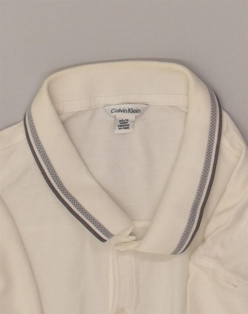 CALVIN KLEIN Mens Polo Shirt Large White Cotton | Vintage Calvin Klein | Thrift | Second-Hand Calvin Klein | Used Clothing | Messina Hembry 