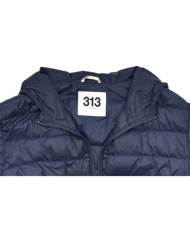 313 TRE UNO TRE Mens Hooded Padded Jacket IT 48 Medium Blue Polyamide | Vintage | Thrift | Second-Hand | Used Clothing | Messina Hembry 