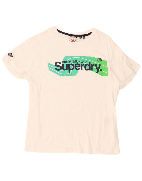 Superdry Womens Graphic T-Shirt Top UK 20 2XL White Cotton
