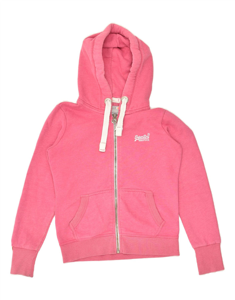 SUPERDRY Womens Zip Hoodie Sweater UK 10 Small Pink Cotton | Vintage Superdry | Thrift | Second-Hand Superdry | Used Clothing | Messina Hembry 