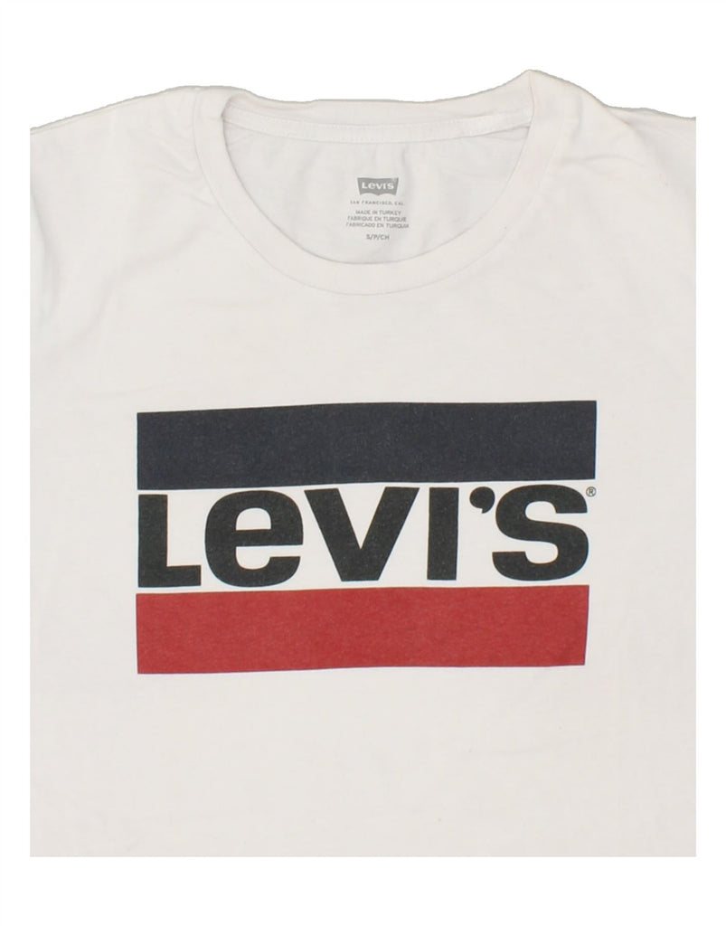 LEVI'S Womens Graphic T-Shirt Top UK 10 Small White Cotton | Vintage Levi's | Thrift | Second-Hand Levi's | Used Clothing | Messina Hembry 