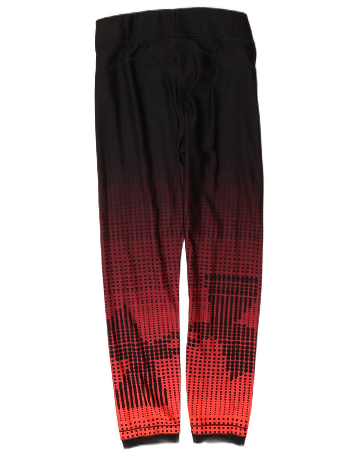 Under Armour Womens Heat Gear Leggings UK 10 Small Red Geometric Polyester
