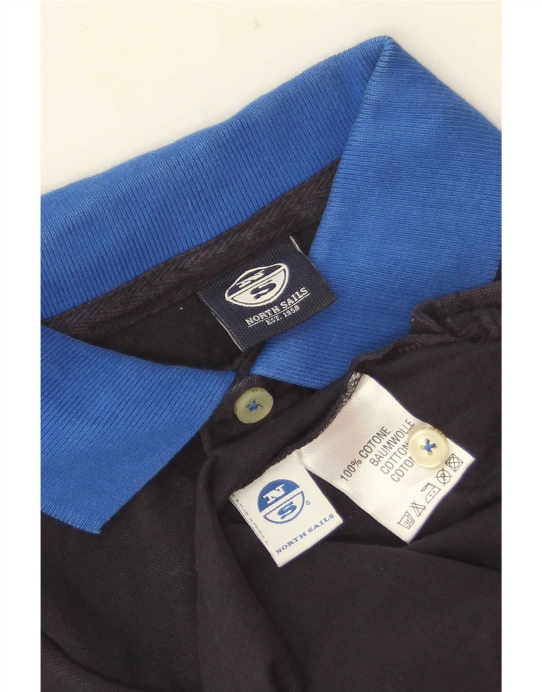 North Sails Mens Polo Shirt Small Navy Blue Colourblock Cotton