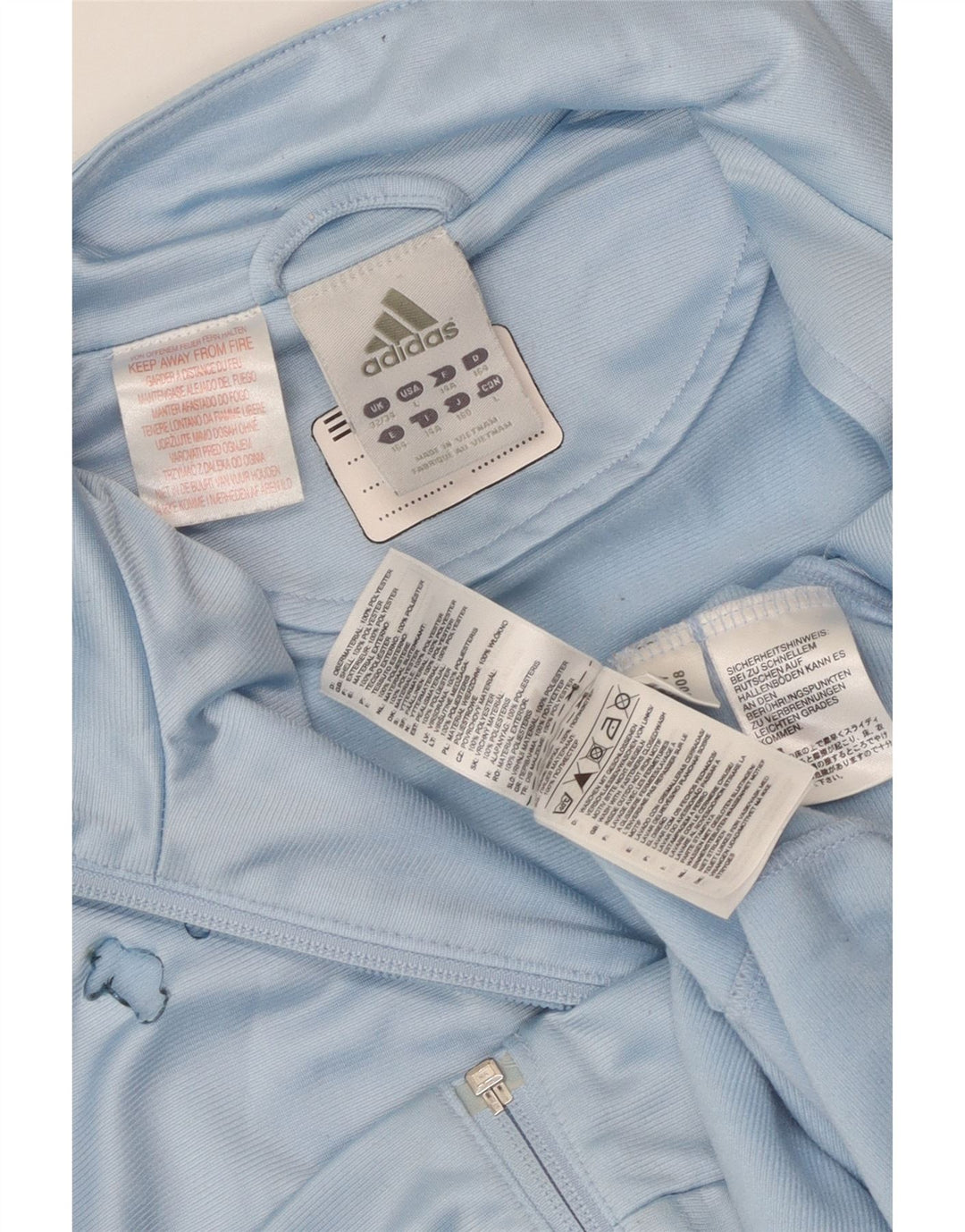 Adidas Boys Tracksuit Top Jacket 13-14 Years Blue Colourblock Polyester
