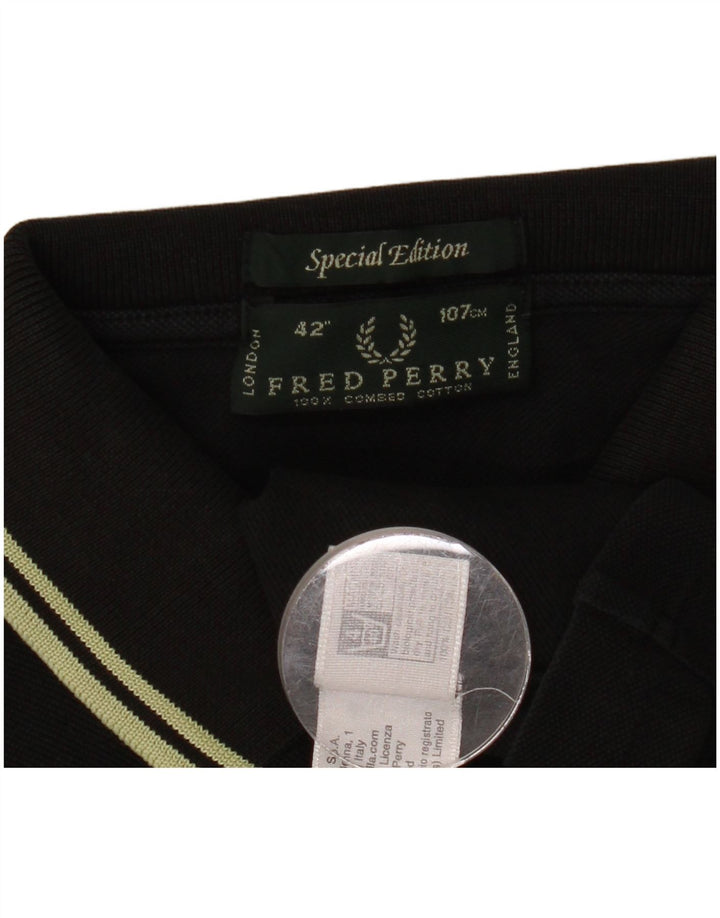Fred Perry Mens Polo Shirt Medium Black Cotton