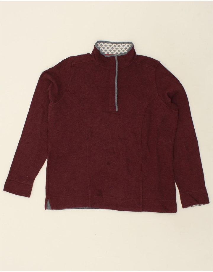 ORVIS Womens Loose Fit Zip Neck Sweatshirt Jumper UK 14 Medium Maroon Vintage Orvis and Second-Hand Orvis from Messina Hembry 
