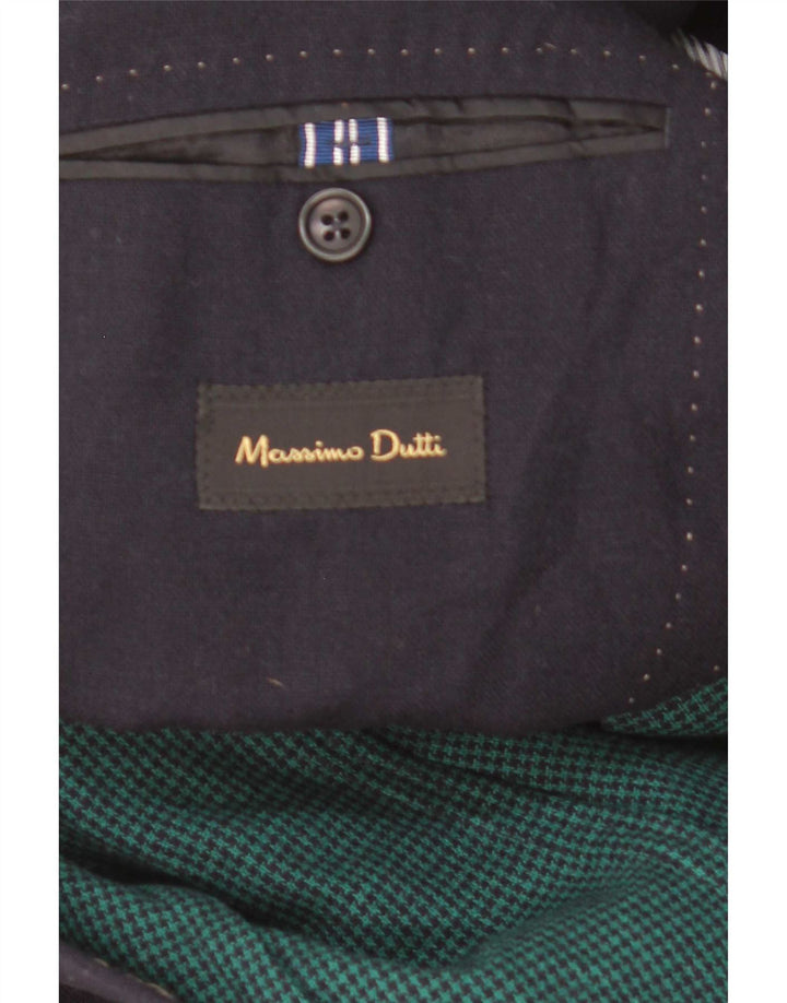 Massimo Dutti Mens 2 Button Blazer Jacket EU 48 Medium Navy Blue Wool