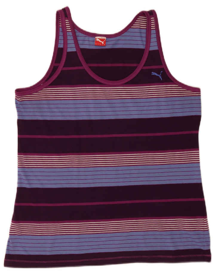 Puma Womens Vest Top UK 16 Large Multicoloured Striped Polyester Sports
