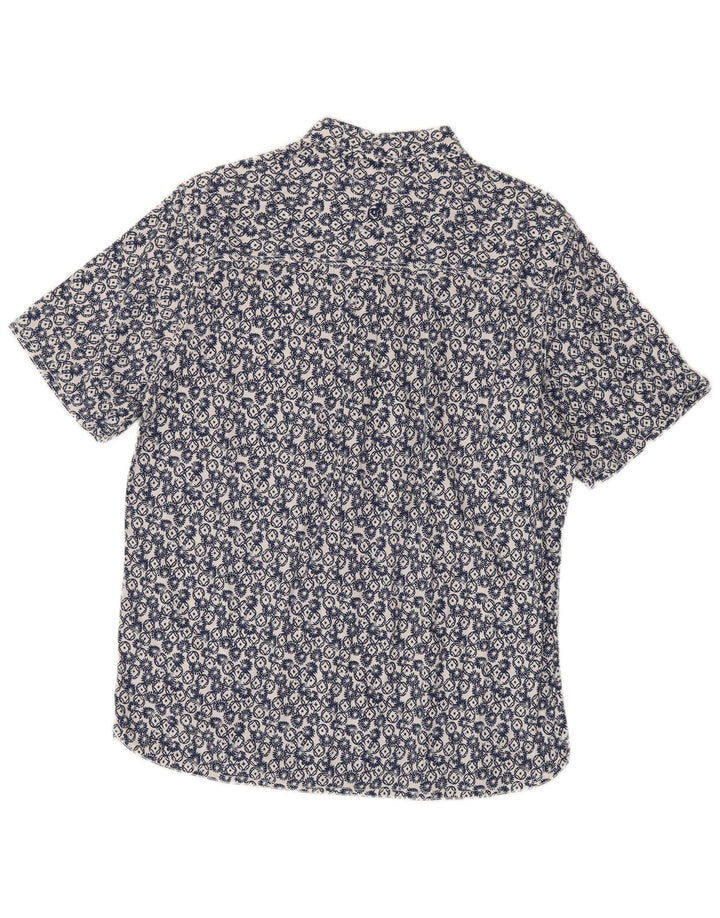 Fat Face Mens Short Sleeve Shirt Large Blue Geometric Cotton